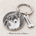 Porte-clés photo personnalisé pour chien ou chat, acier inoxydable