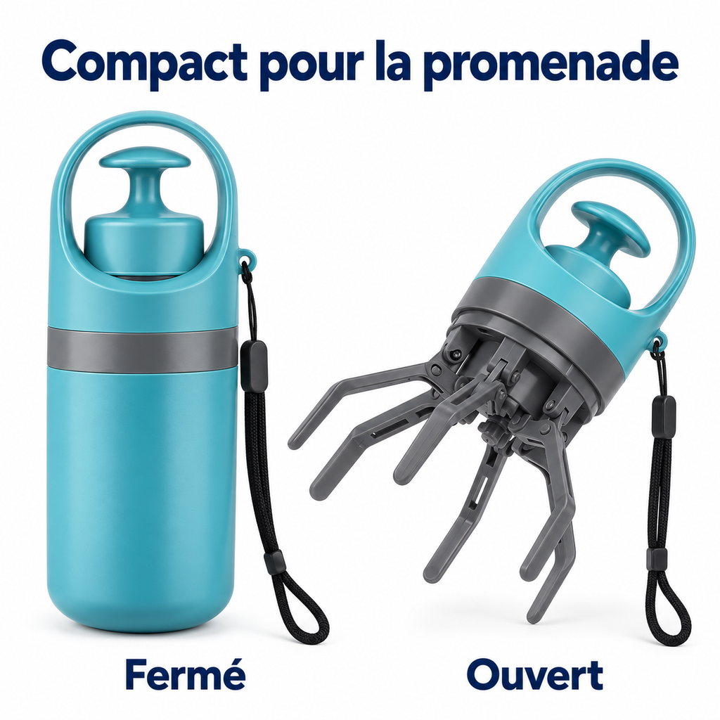 Ramasse-crottes à pince pour chien, 6 dents, vue de détail