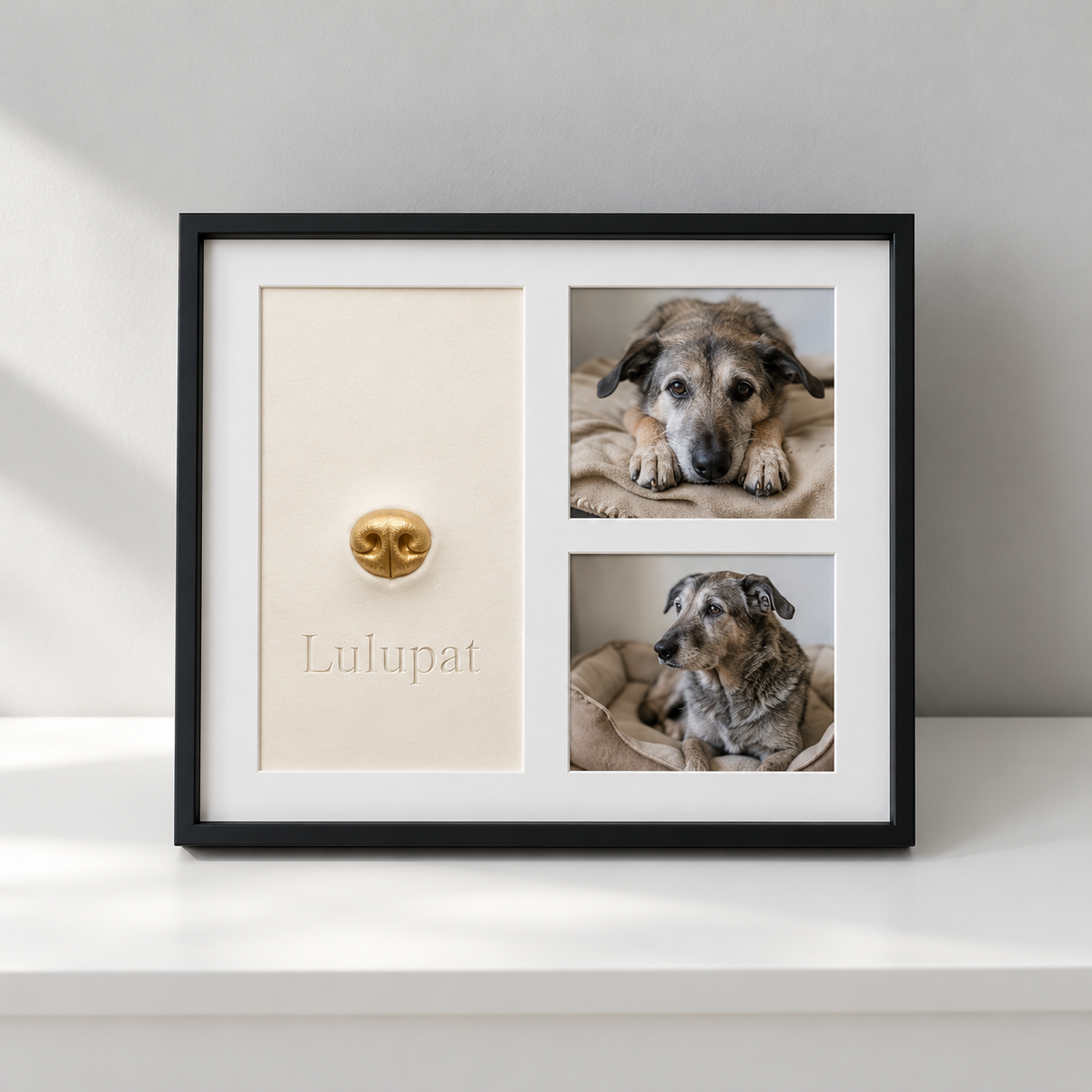 Kit empreinte de nez pour chien ou chat avec cadre photo en bois