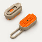Brosse beige à picots orange, deux vues
