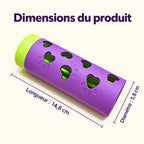 Dimensions annoncées du distributeur de friandises : 14,8 cm de long et 5,8 cm de diamètre