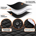 Couches de la housse : tissu Oxford 600D avec revêtement PVC, rembourrage PP et dessous antidérapant