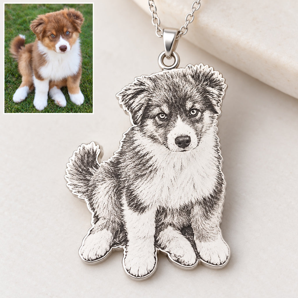 Exemple de pendentif silhouette personnalisé à partir de la photo d’un chien